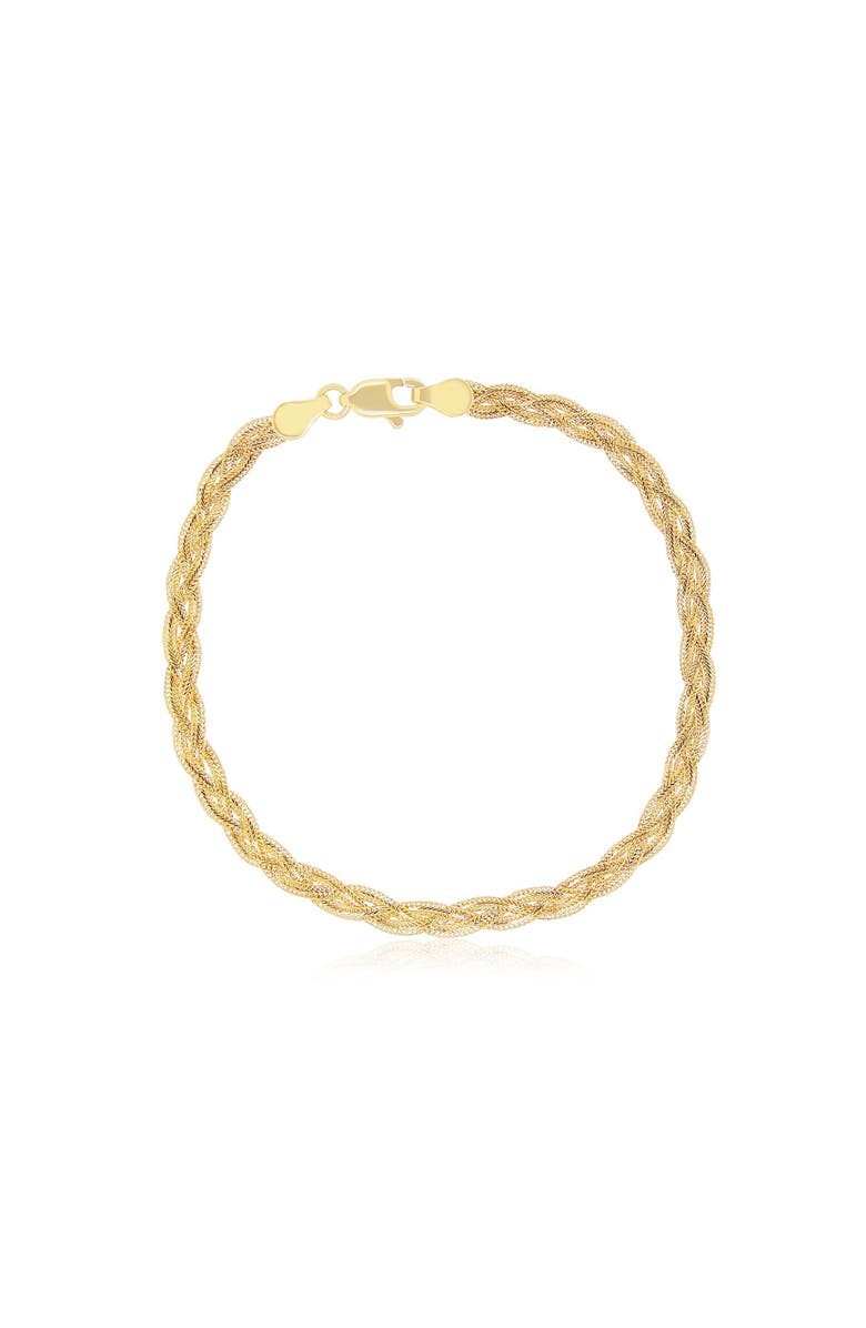 The Lovery Fine Jewelry Braided Matte Herringbone Bracelet, Main, color, Yellow Gold