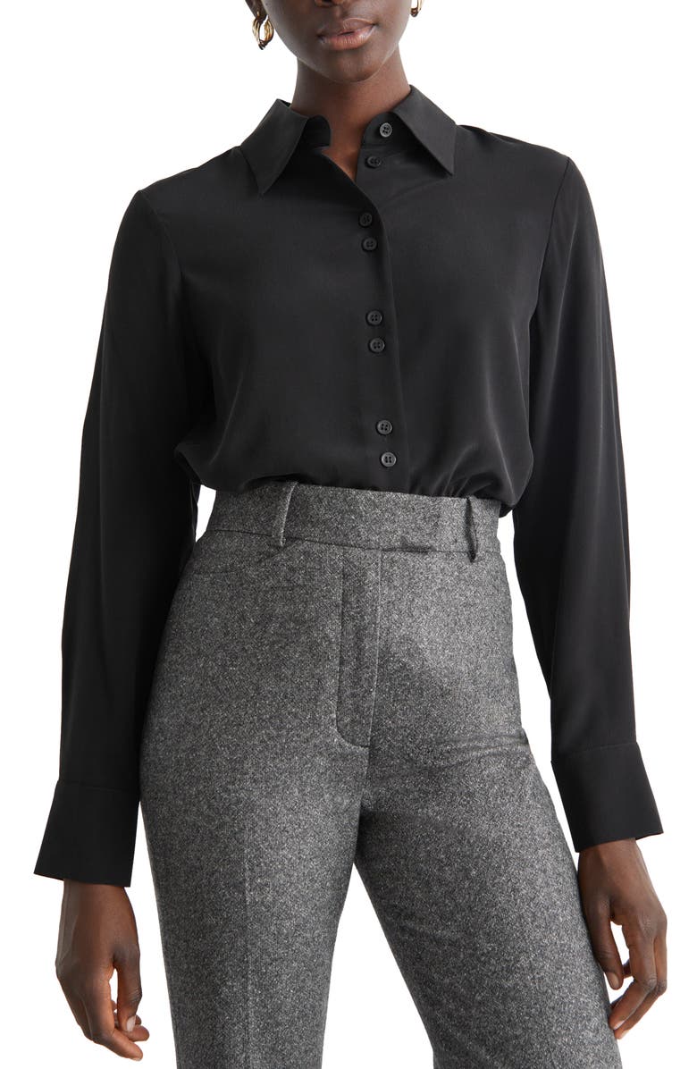 & Other Stories Shell Button Silk Blouse, Main, color, 
