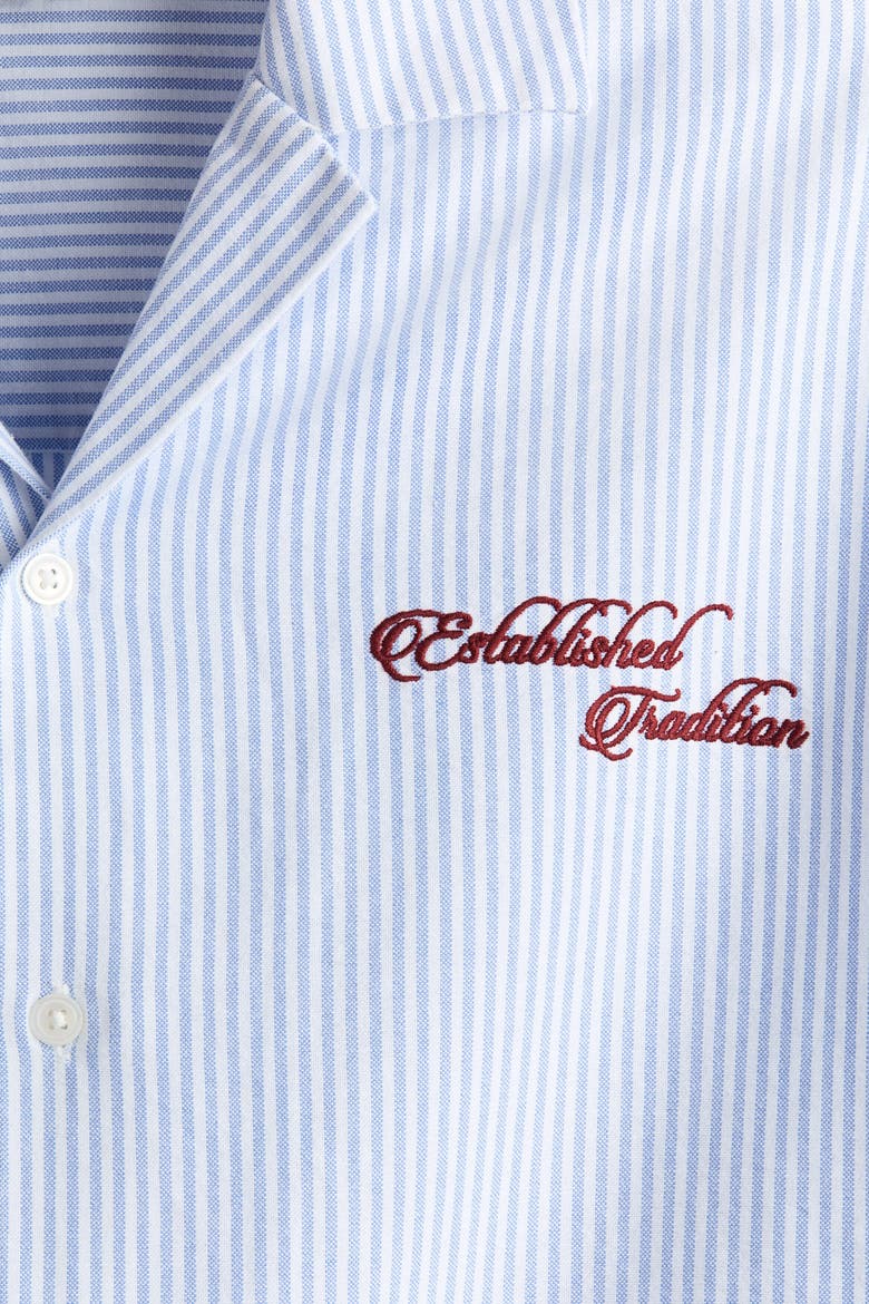 Relaxed-fit Embroidered-motif Cotton Resort Shirt, Alternate, color, Light blue