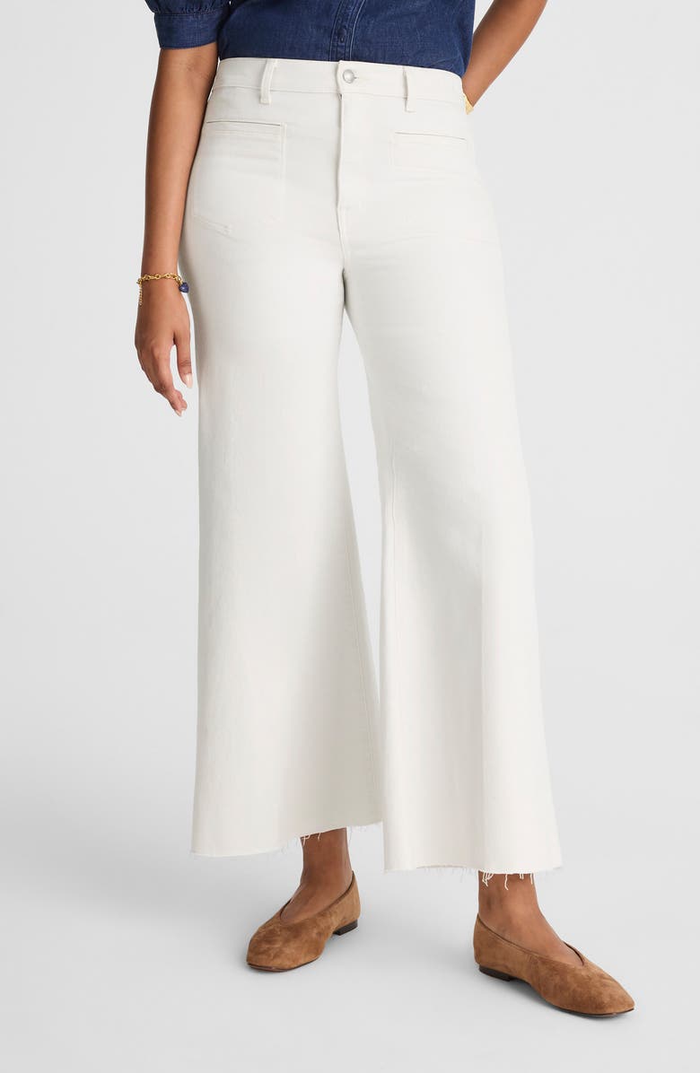 Madewell The Flared Wide Leg Crop Jeans, Alternate, color, Vintage Ivory