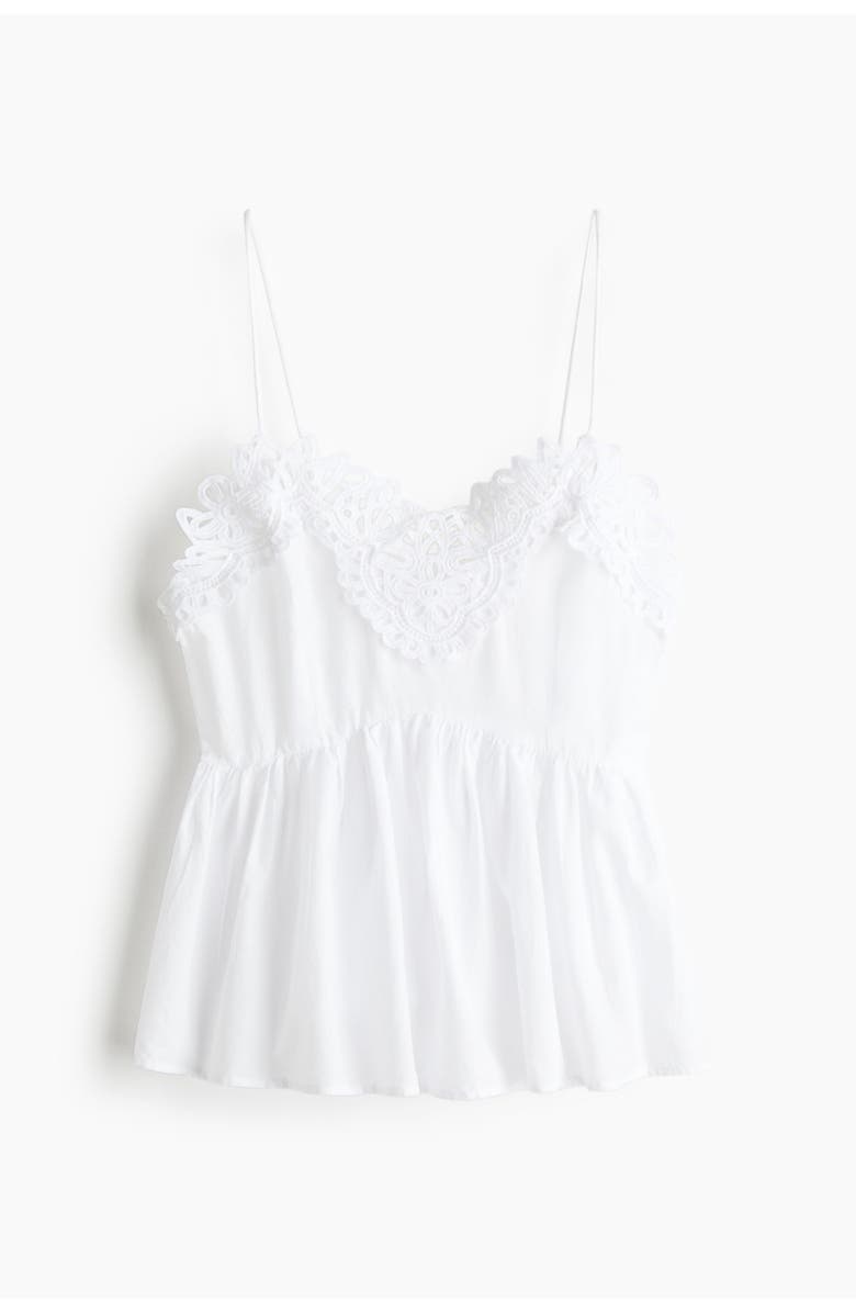 H&M Lace-trimmed Strappy Top, Main, color, White