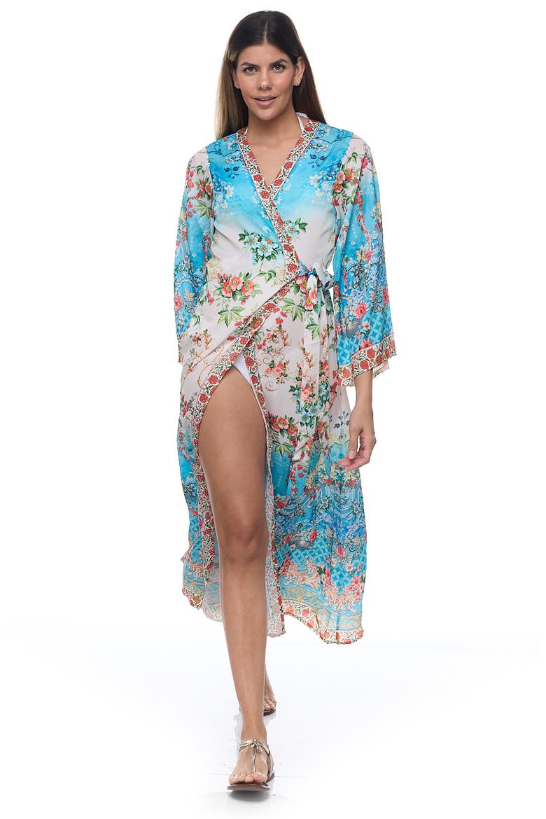 Floral Cover-Up Wrap, Alternate, color, BLUE