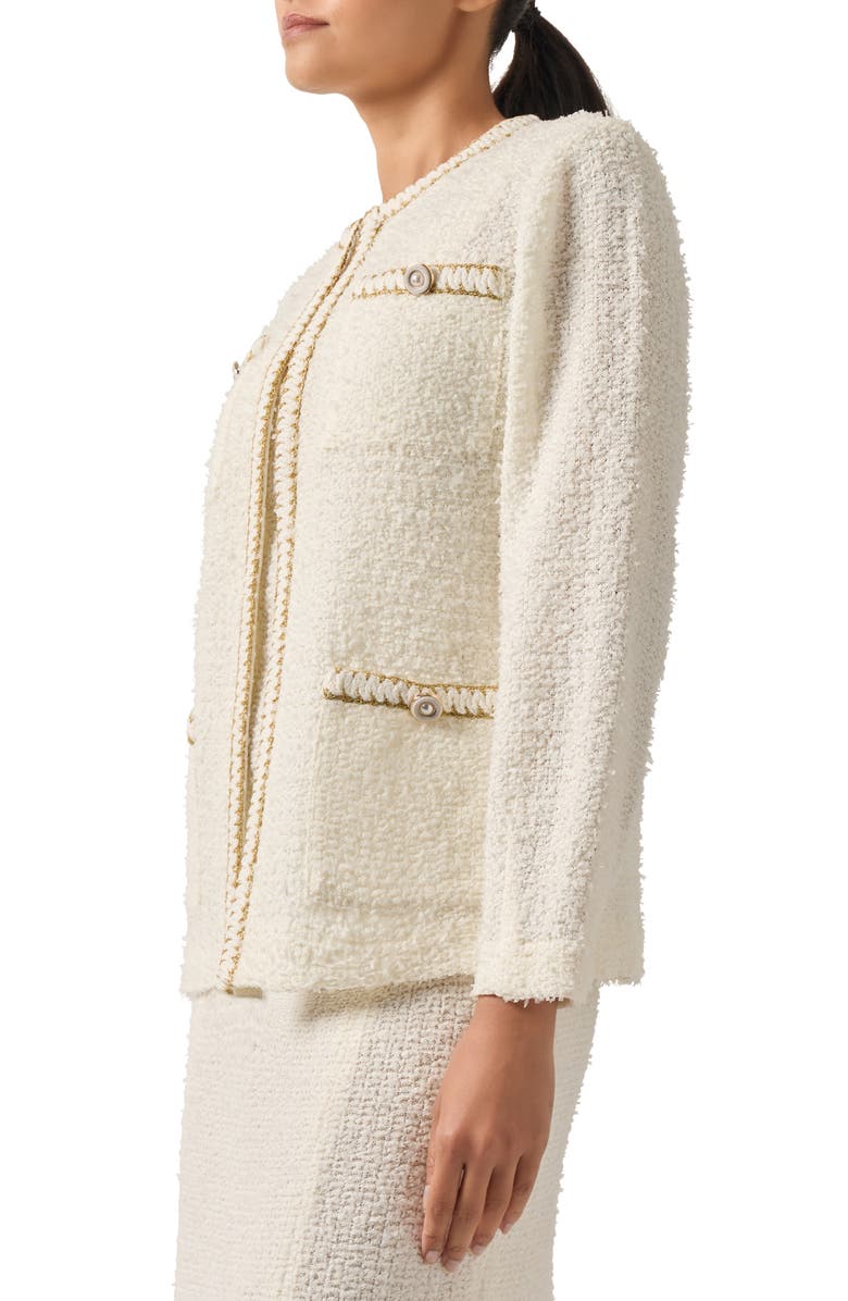 Misook Metallic Trim Bouclé Jacket, Alternate, color, 