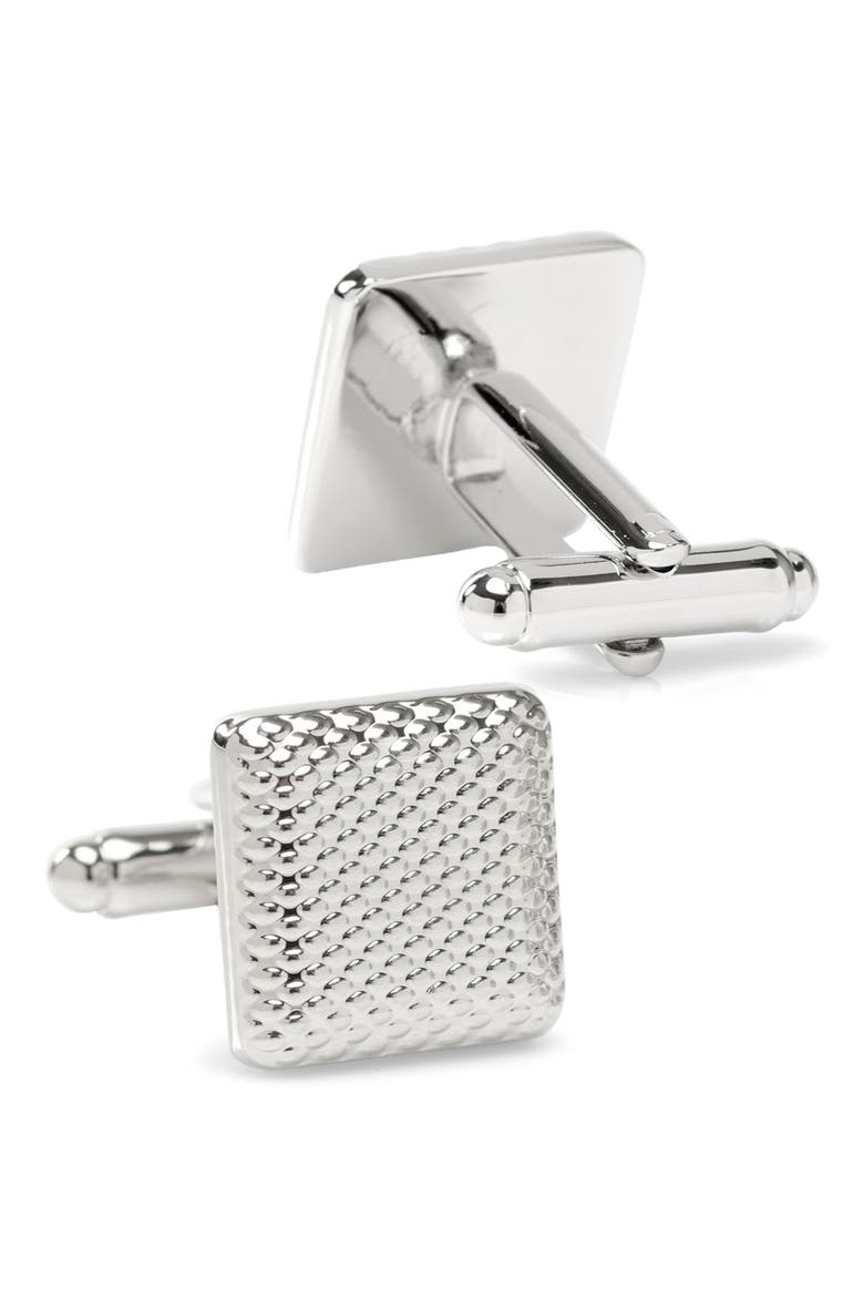 Textured Square Cuff Links, Alternate, color, SILVER