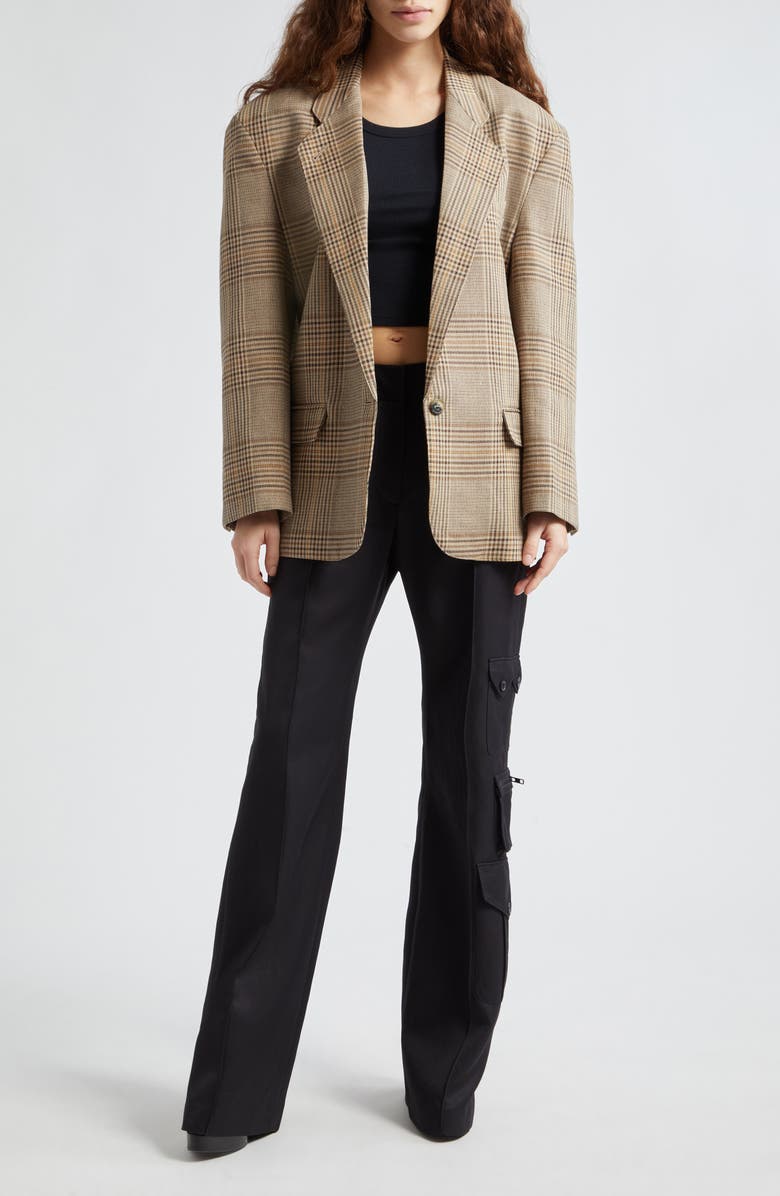 Smythe Massive One-Button Plaid Cotton & Linen Blazer, Alternate, color,