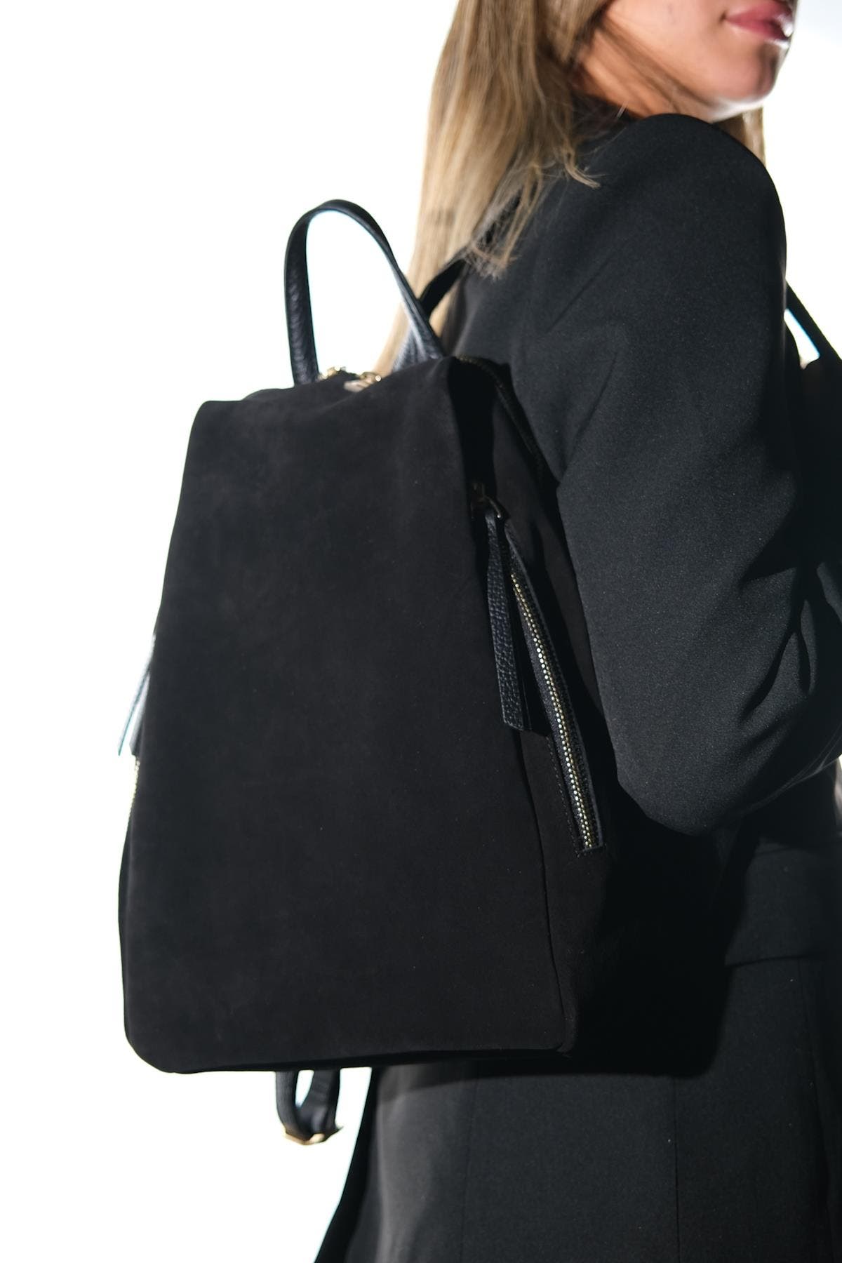 Forever & Always Shoes Josh Leather Backpack, Alternate, color, Black Suede