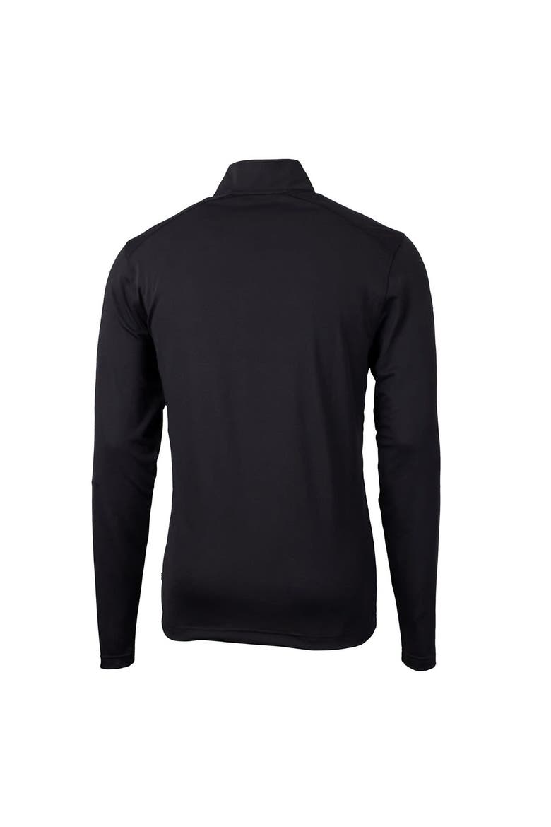 Men's Cutter & Buck Black Fresno State Bulldogs Team Big & Tall Virtue Eco Pique Recycled Quarter-Zip Pullover Top, Alternate, color, Black