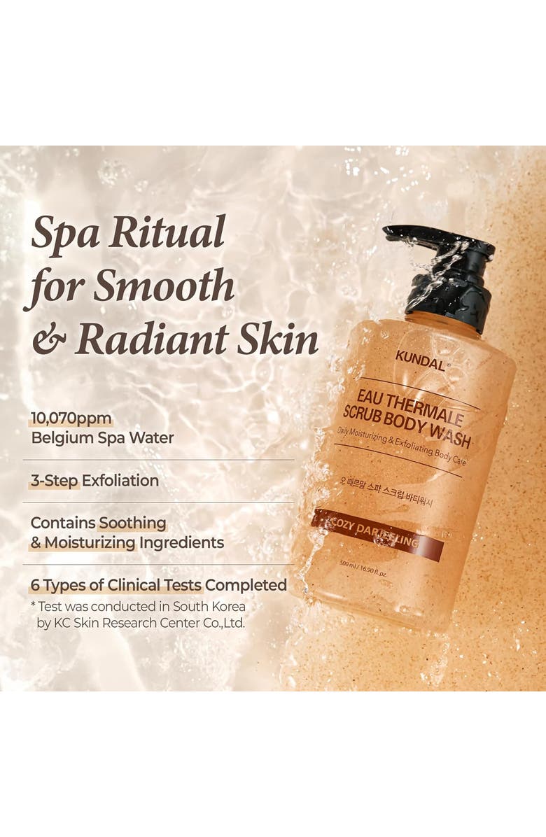 KUNDAL Eau Thermale Scrub Body Wash Cozy Darjeeling 2 Pack, Alternate, color, Brown