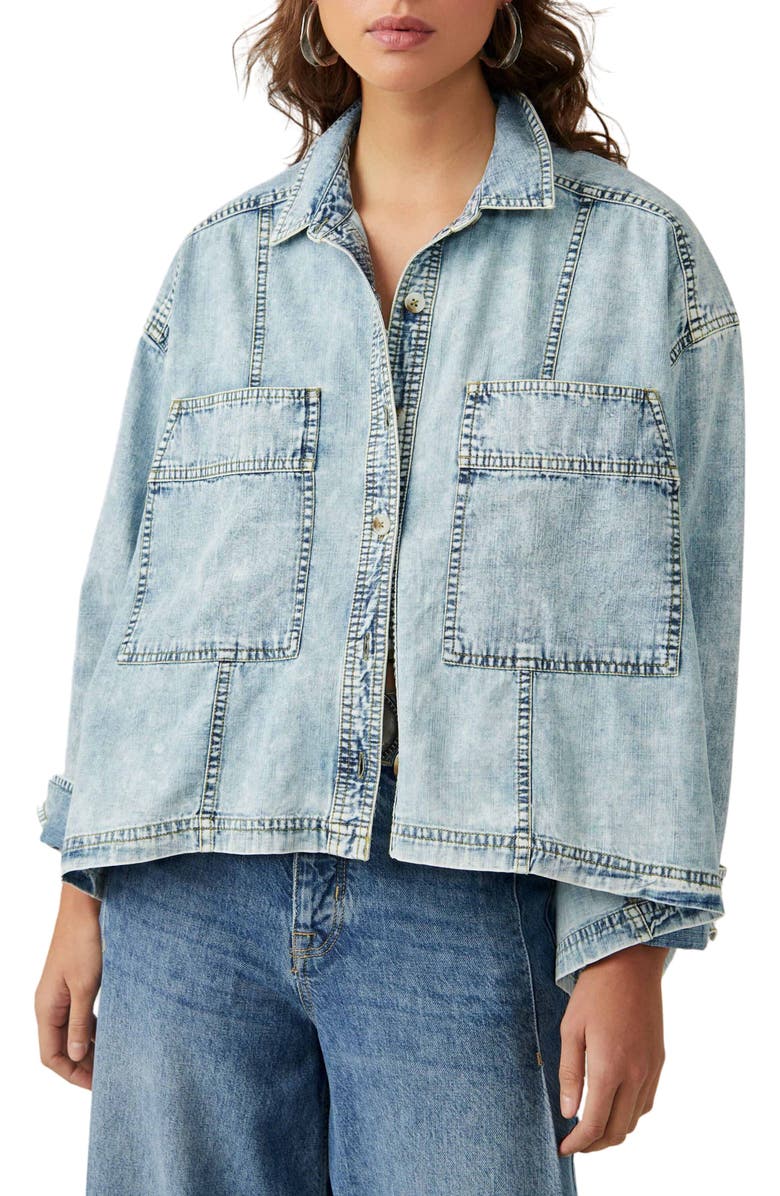 Free People Back to You Oversize Denim Jacket, Main, color, 