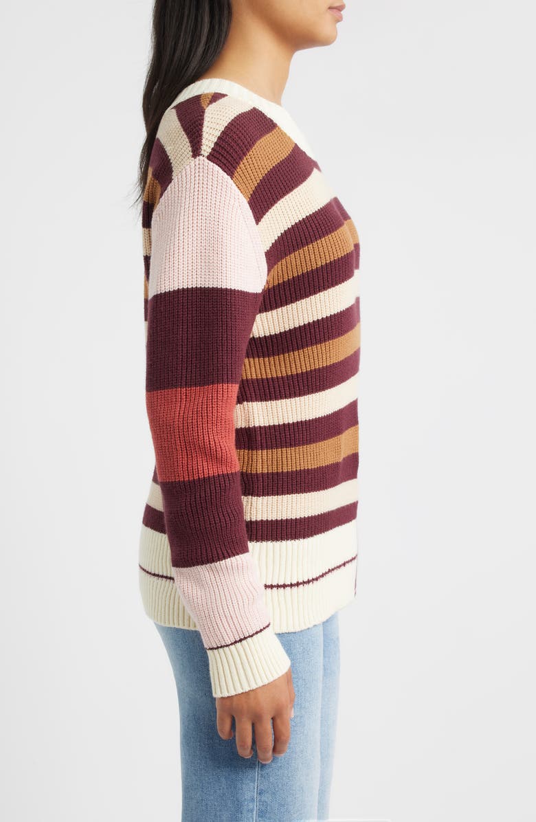 CITY BLUES Stripe Colorblock Sweater, Alternate, color, Merlot