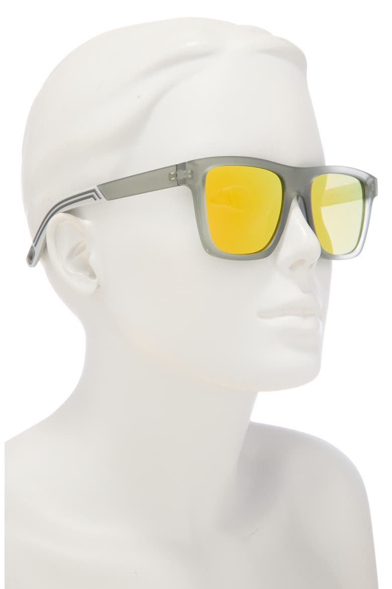 52mm Mirrored Square Sunglasses, Alternate, color, MATTE GREY