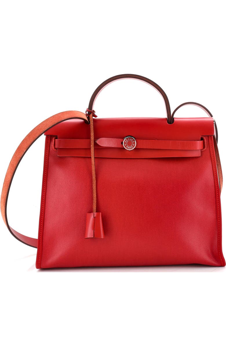 Pre-Owned Hermes Herbag Zip Berline Vache Canvas and Leather 31, Main, color, Rouge Piment