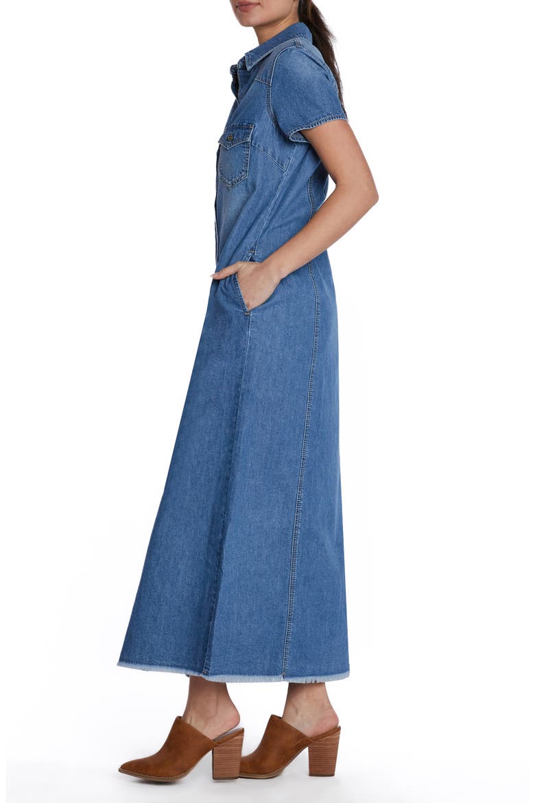 Denim Maxi Shirtdress, Alternate, color, MONTEREY BLUE