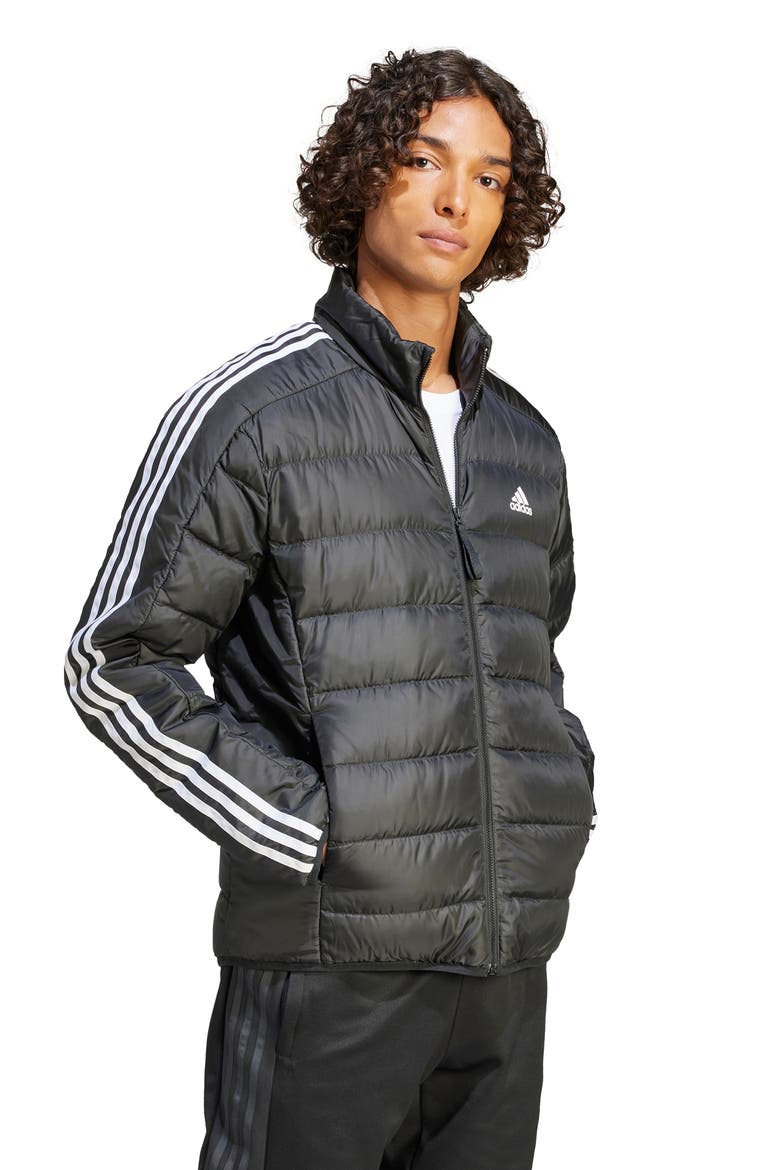 Essentials 3-Stripe Lite Puffer Jacket, Alternate, color, BLACK