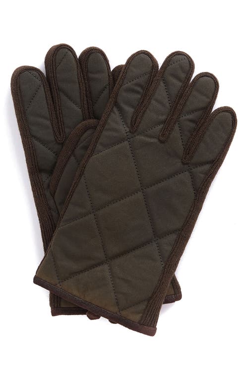 Barbour Winterdale Wax Cotton Gloves In Green