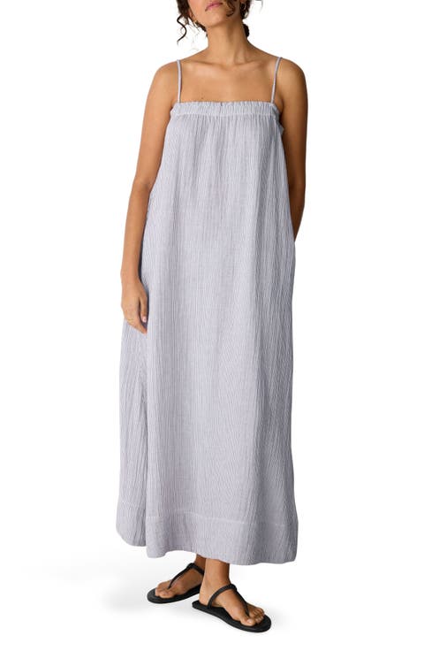 Stripe Organic Cotton Gauze Maxi Dress (Regular & Petite)