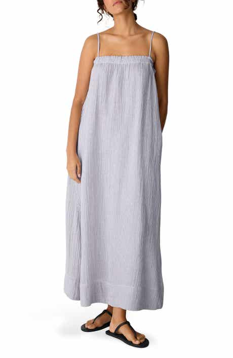 Stripe Organic Cotton Gauze Maxi Dress