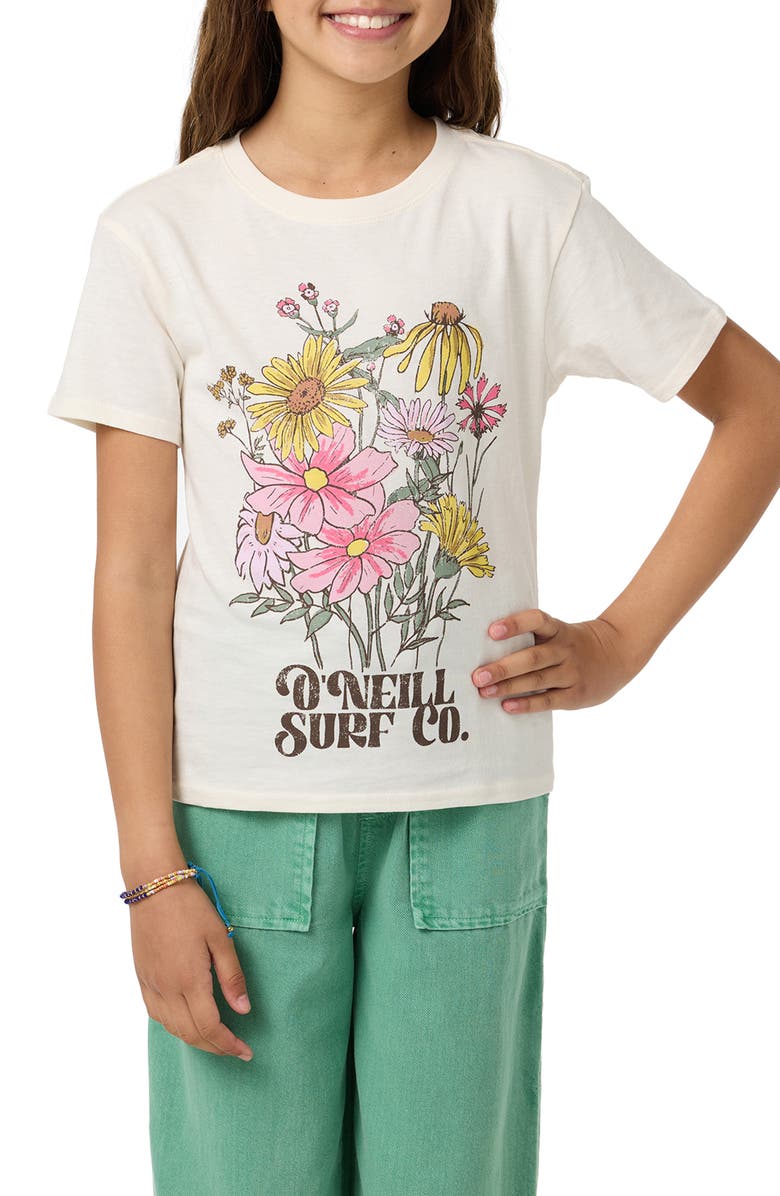 O'Neill Kids' Bouquet Angie Cotton Graphic T-Shirt, Main, color, Tofu