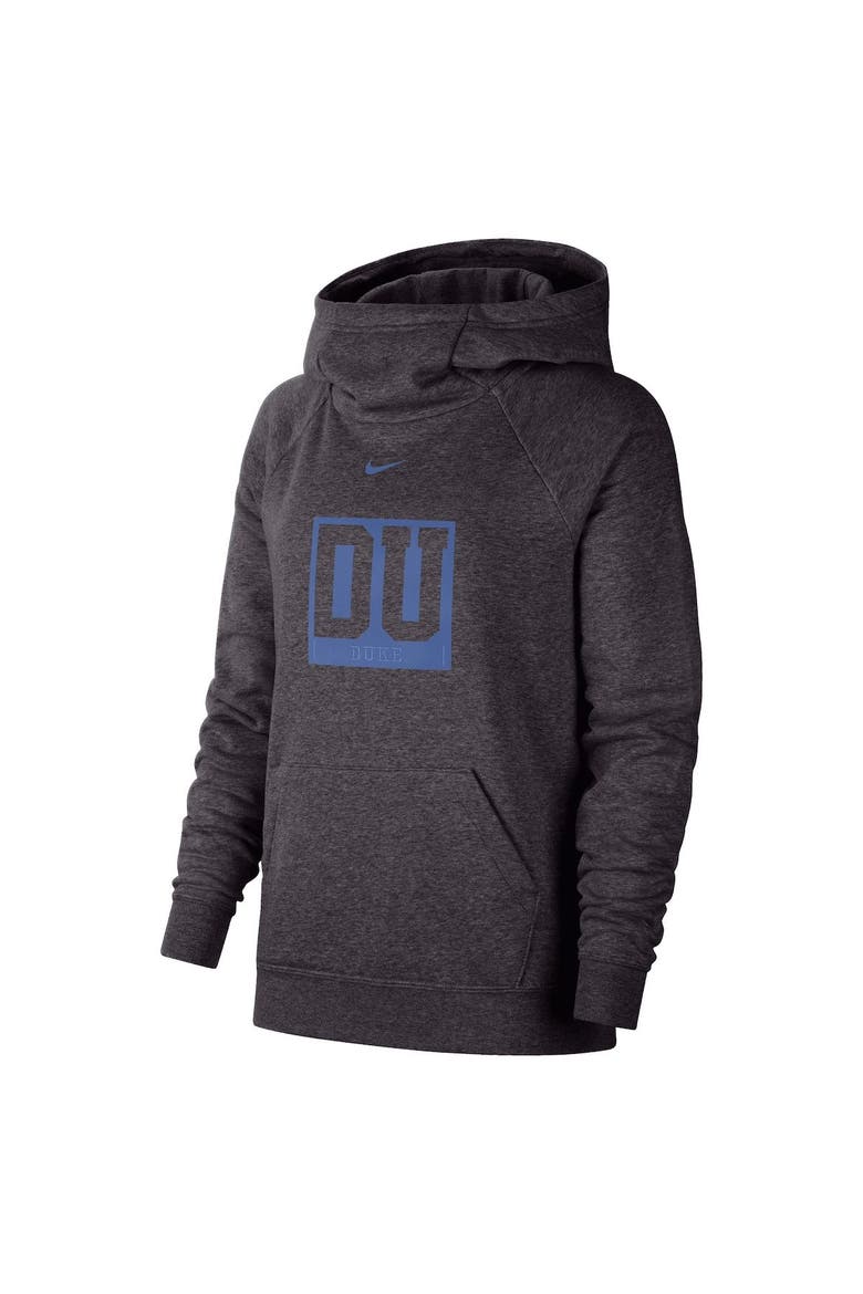 Women's Nike Charcoal Duke Blue Devils Essential Funnel Neck Raglan Pullover Hoodie, Alternate, color, Charcoal