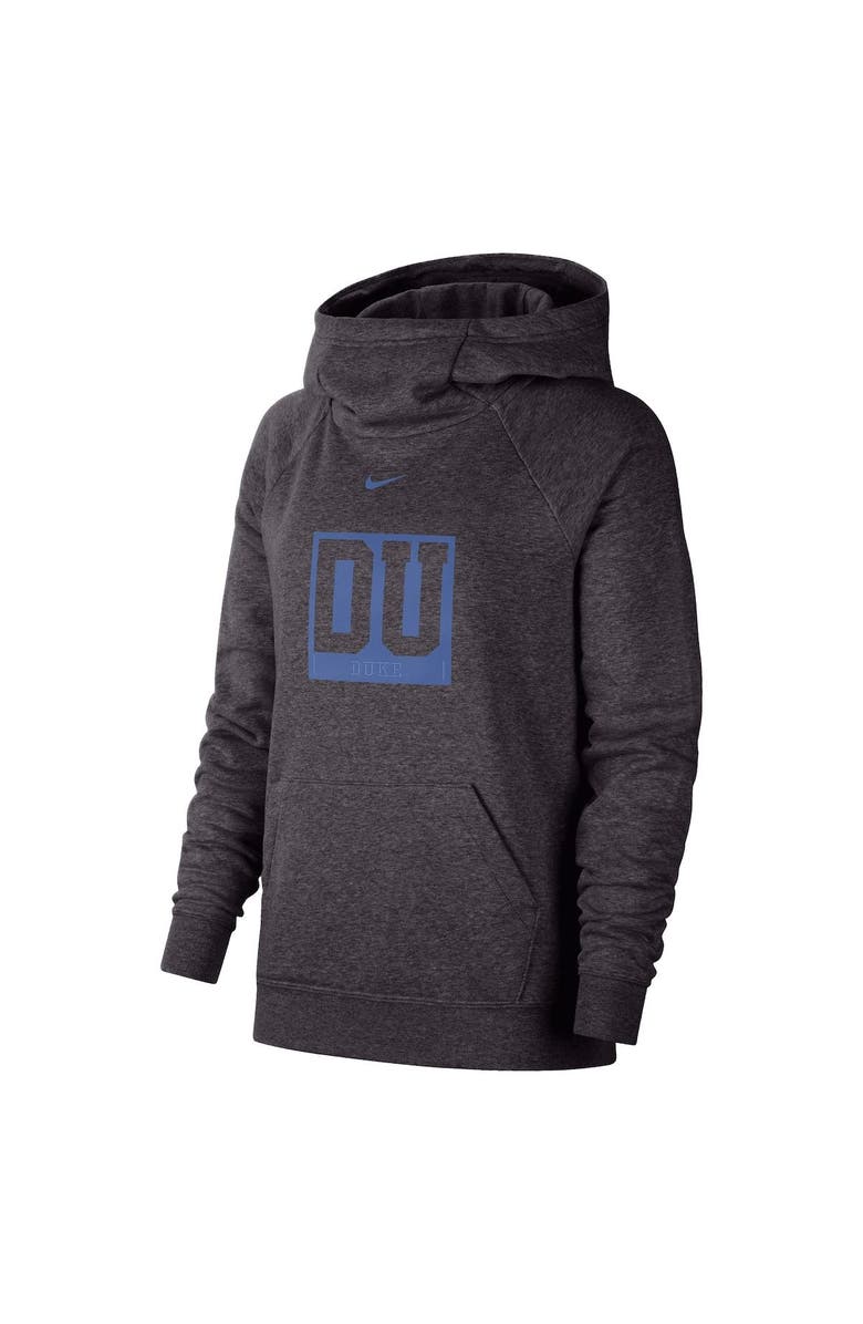 Nike Women's Nike Charcoal Duke Blue Devils Essential Funnel Neck Raglan Pullover Hoodie, Alternate, color, Charcoal
