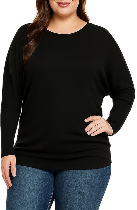 Batwing Long Sleeve Tunic Top (Plus)