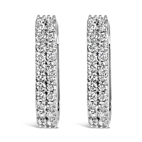 10K Gold 1/4 Cttw Lab Grown Diamond Double Row Huggie Hoop Earrings