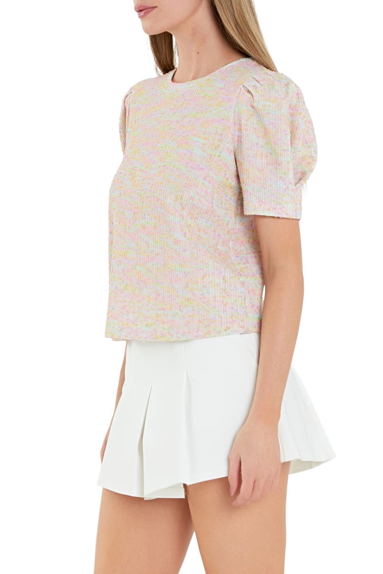 Rainbow Puff Sleeve Sweater, Alternate, color, PINK MULTI