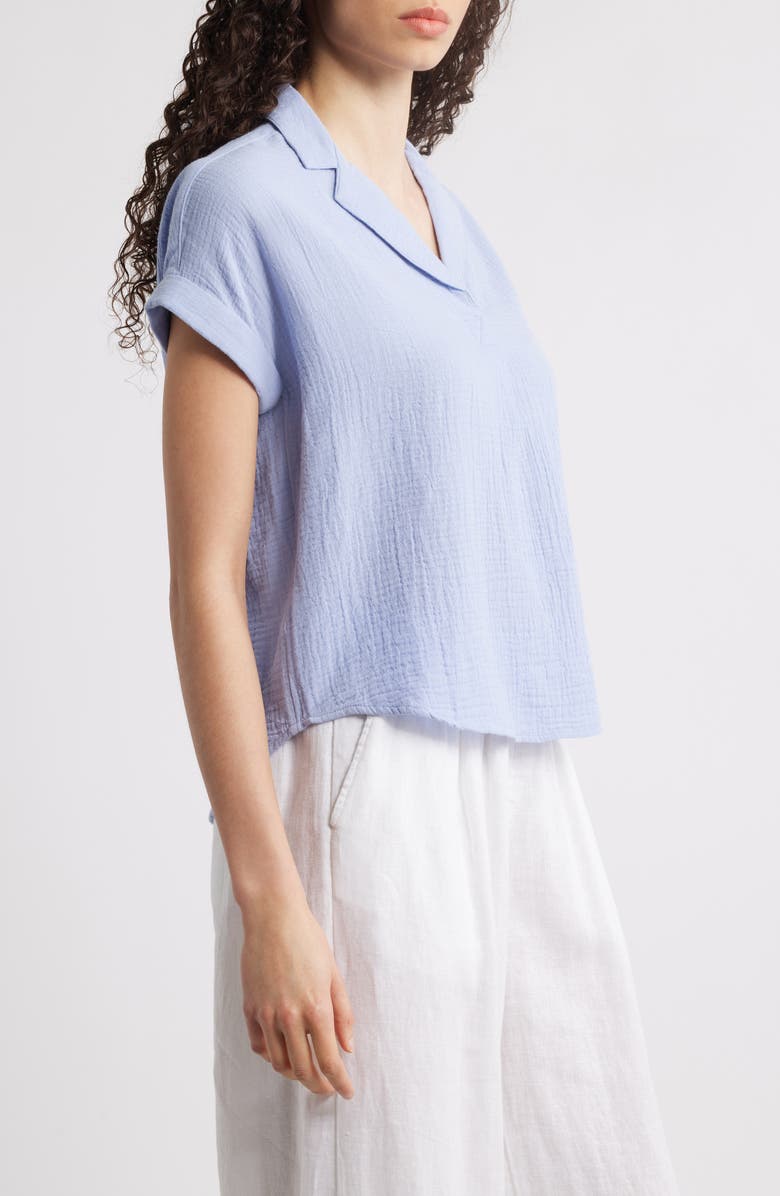 beachlunchlounge London Cotton Gauze Popover Top, Alternate, color, Light Denim