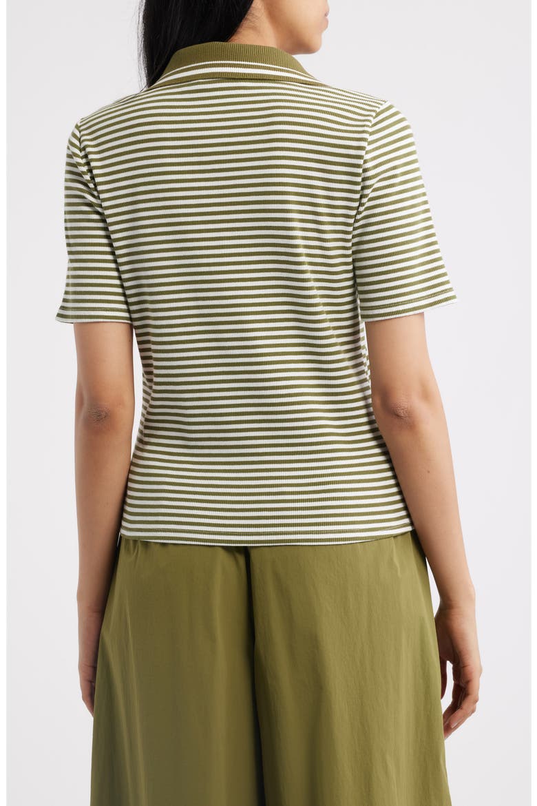 Stripe Johnny Collar Polo, Alternate, color, CREAM / FIR GREEN
