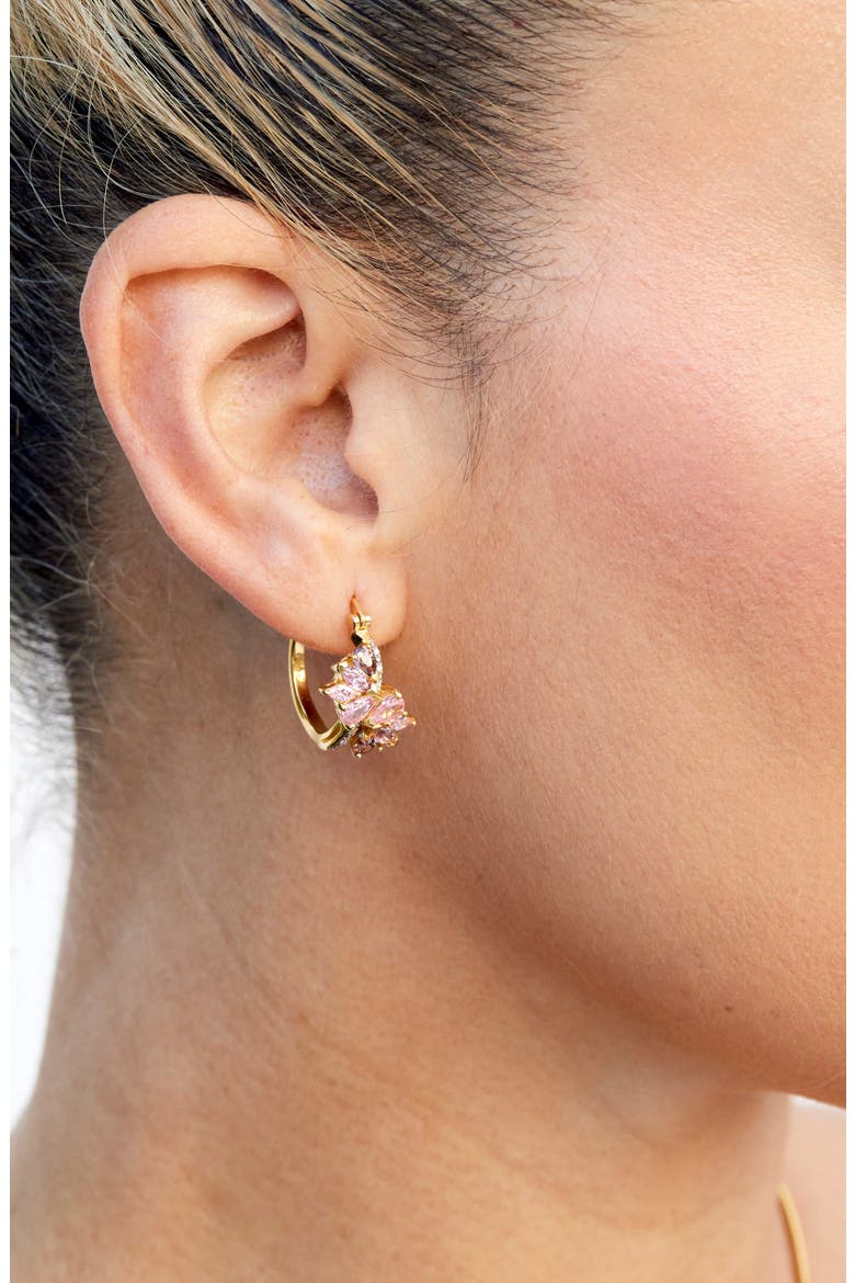 Cubic Zirconia Twist Hoop Earrings, Alternate, color, YELLOW GOLD