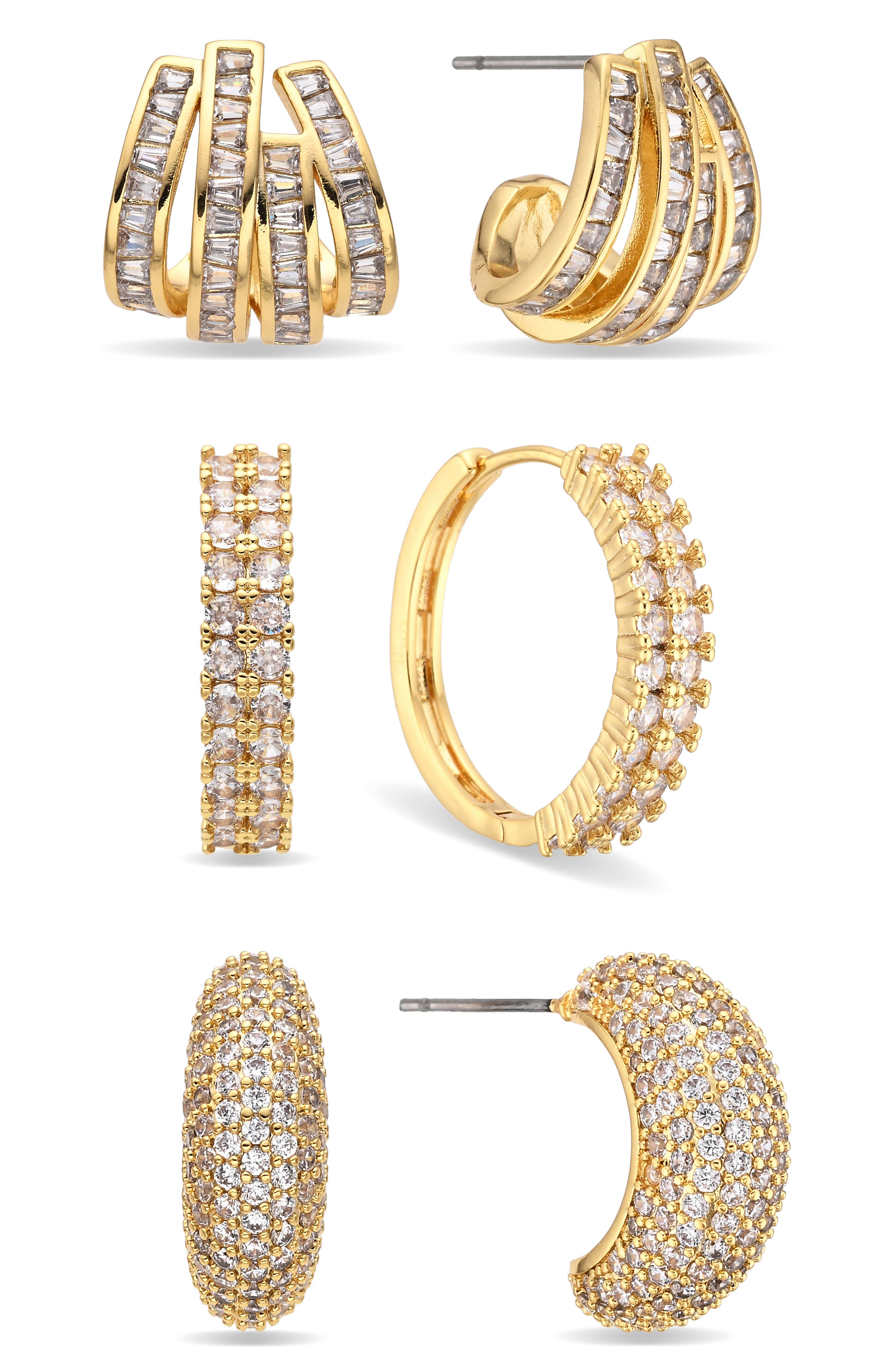 Cassandra Cubic Zirconia Set of 3 Hoop Earrings