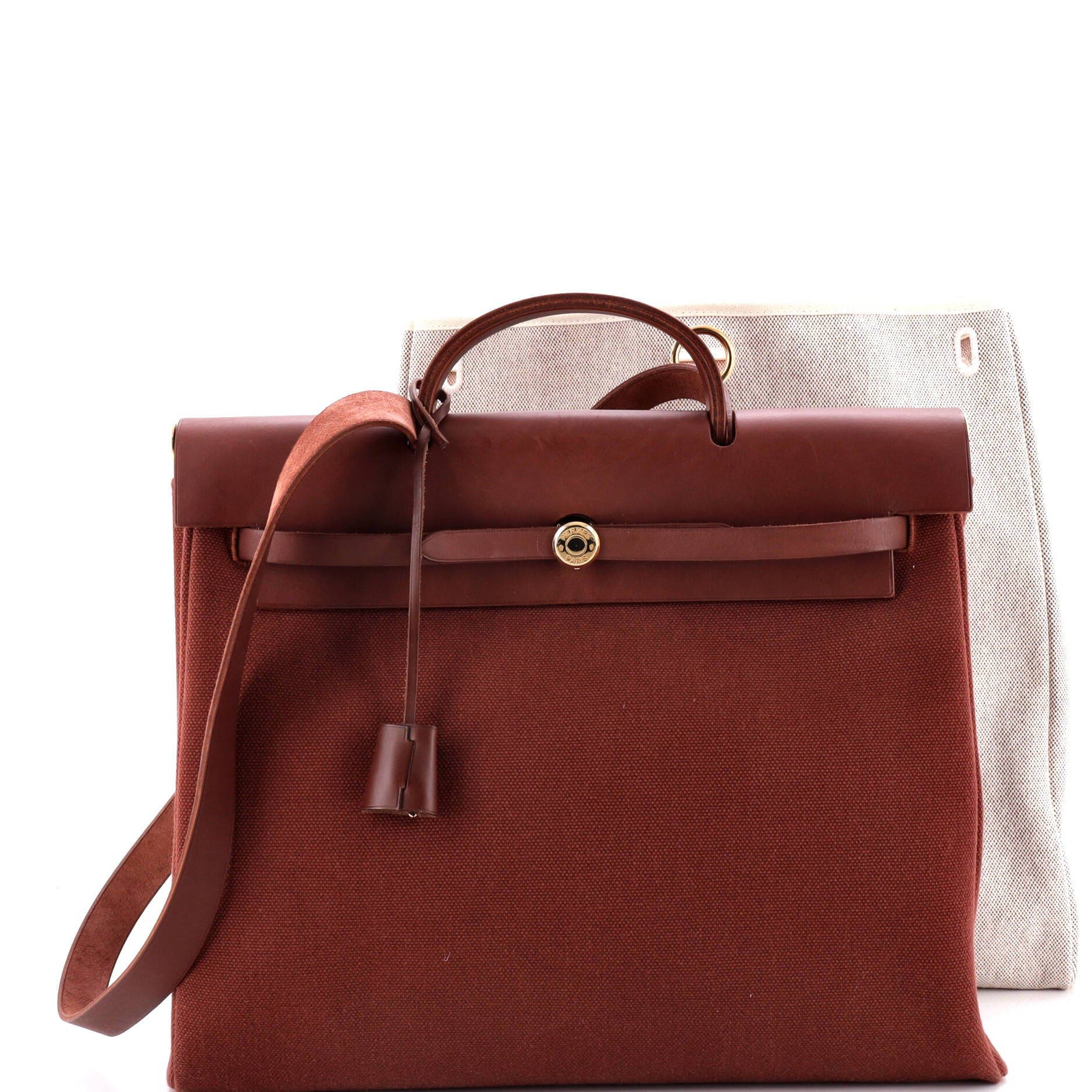 Pre-Owned Hermes Herbag Toile and Leather MM, Alternate, color, Rouge H