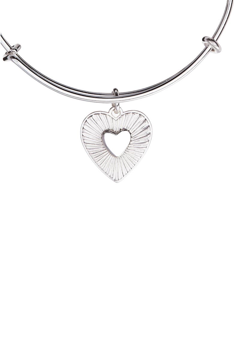 Alex and Ani Heart Burst Bangle Bracelet, Alternate, color, Silver