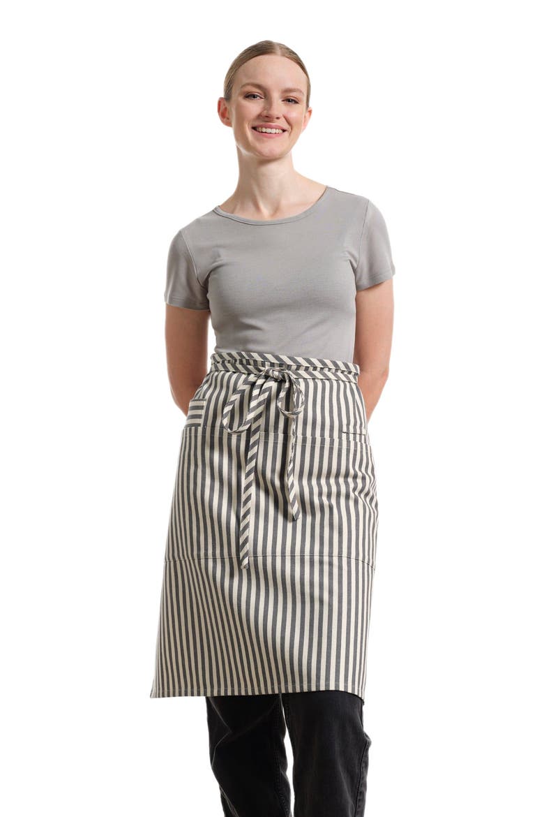 Bistro Apron with Pockets - Striped, Main, color, Charcoal
