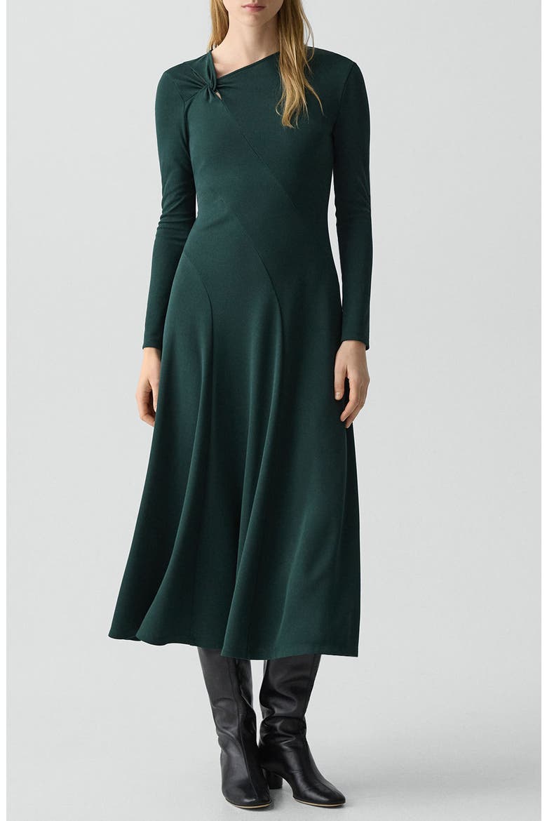 Long Sleeve A-Line Midi Dress, Main, color, VIRIDIAN