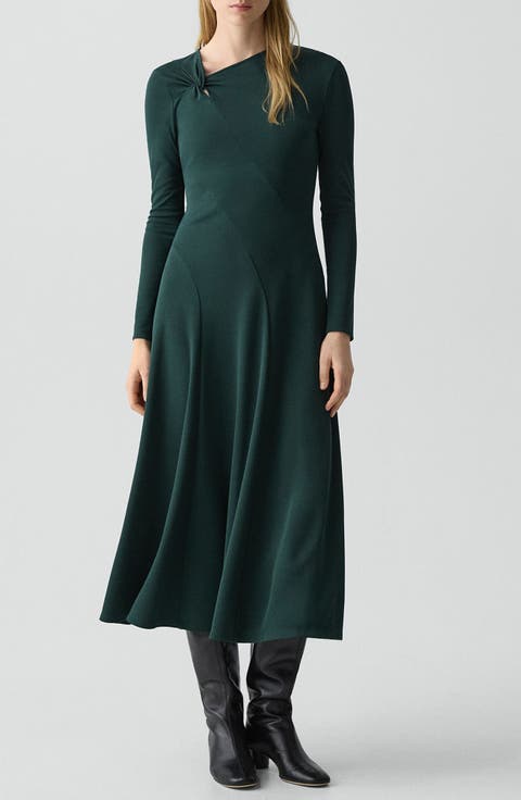 Long Sleeve A-Line Midi Dress