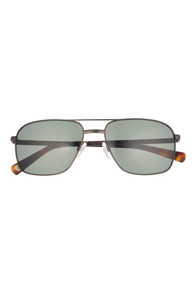 58mm Polarized Aviator Sunglasses, Main, color, GUNMETAL