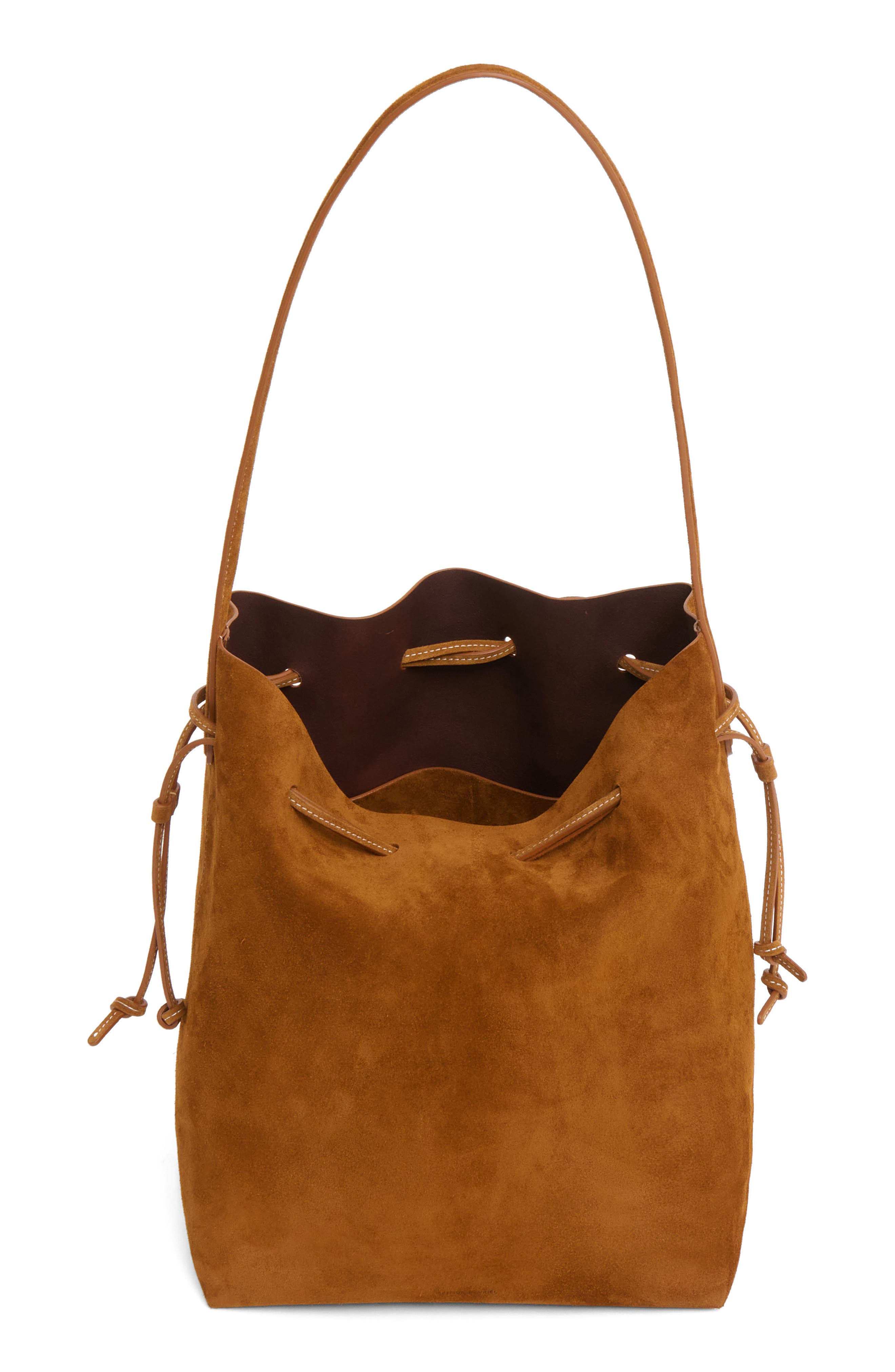 Mansur Gavriel Drawstring Cabas Suede Bucket Bag, Alternate, color, 