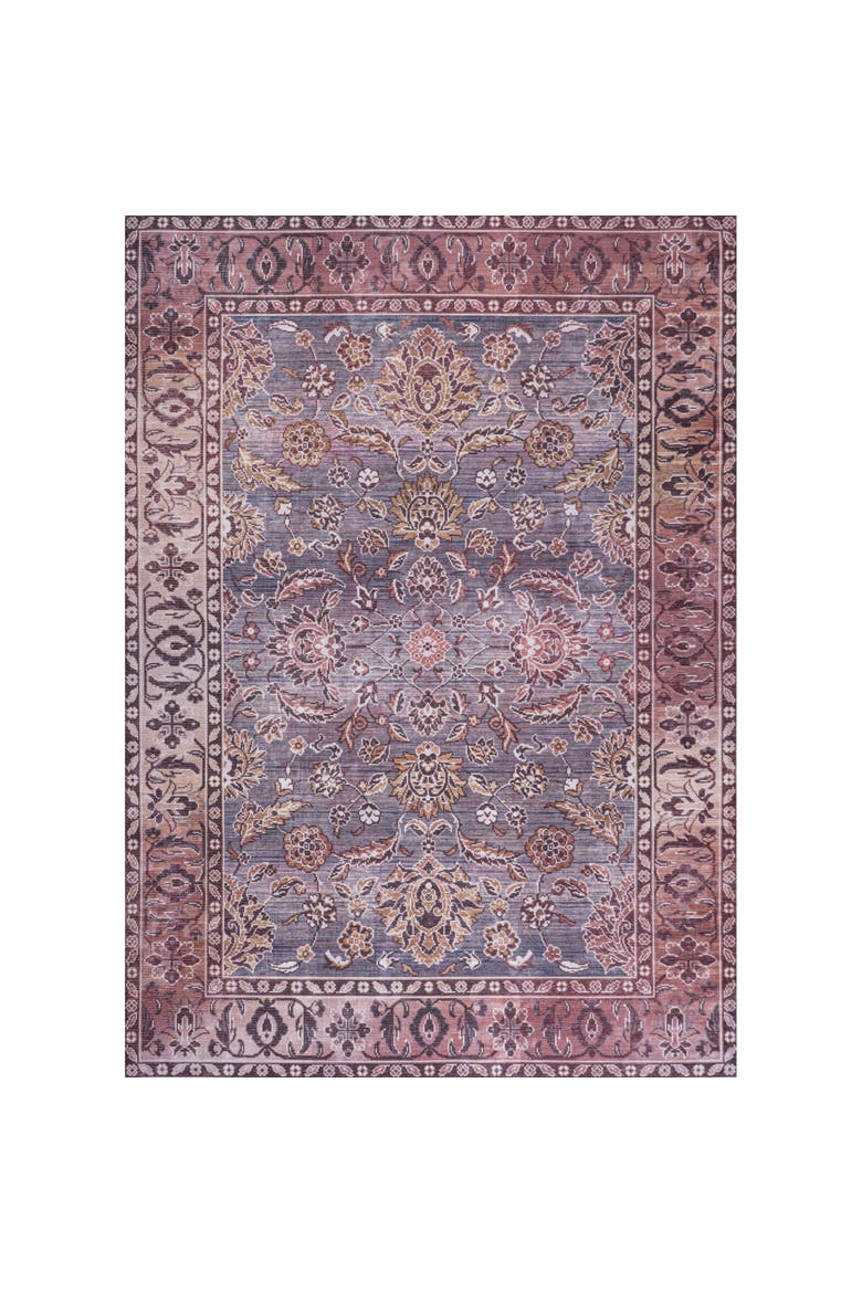 Victoria Ornate Persian All-Over Machine-Washable Area Rug, Alternate, color, Brown/Gray
