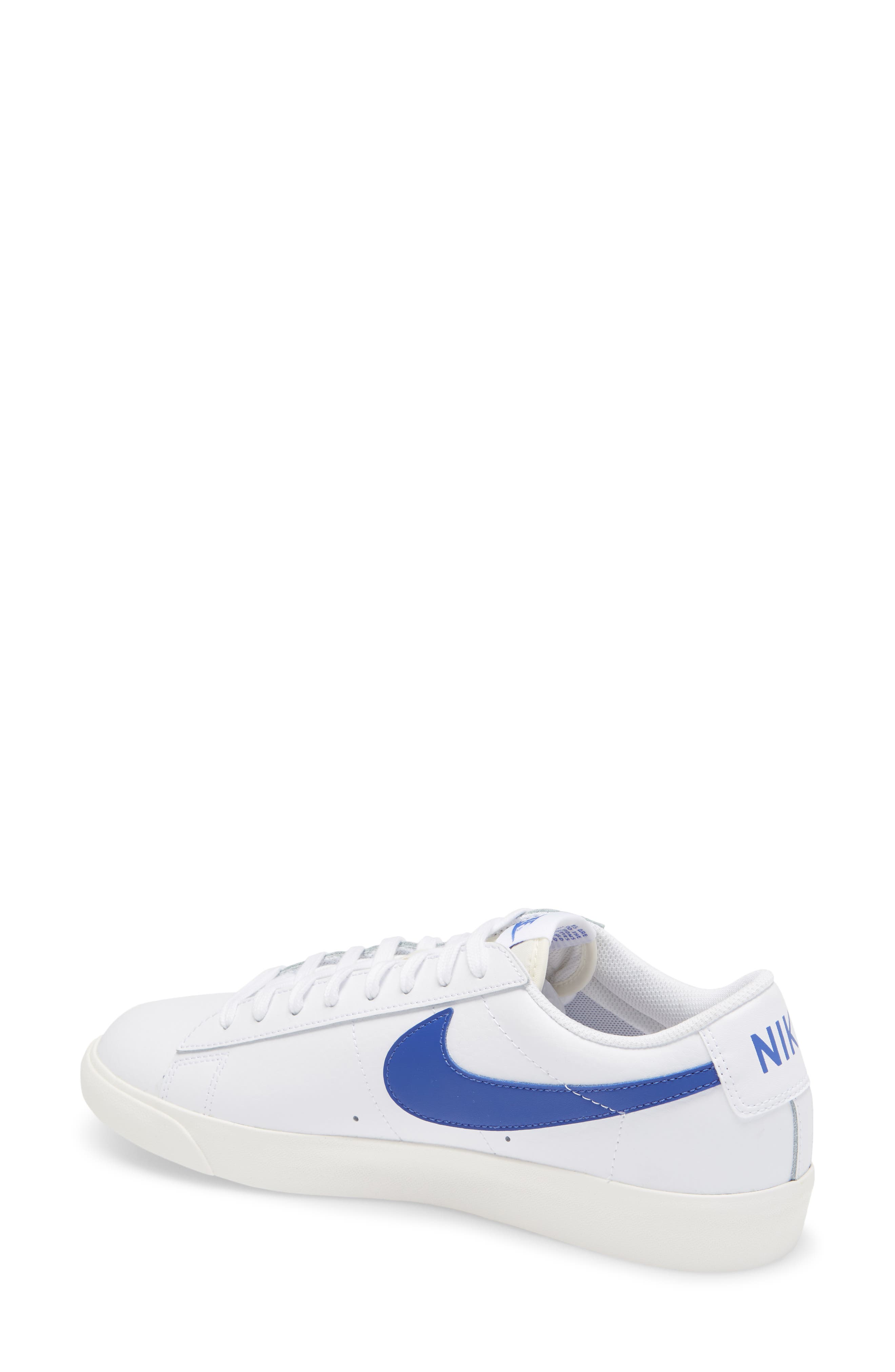 Blazer Low Leather Sneaker, Alternate, color, WHITE/ ASTRONOMY BLUE/ SAIL