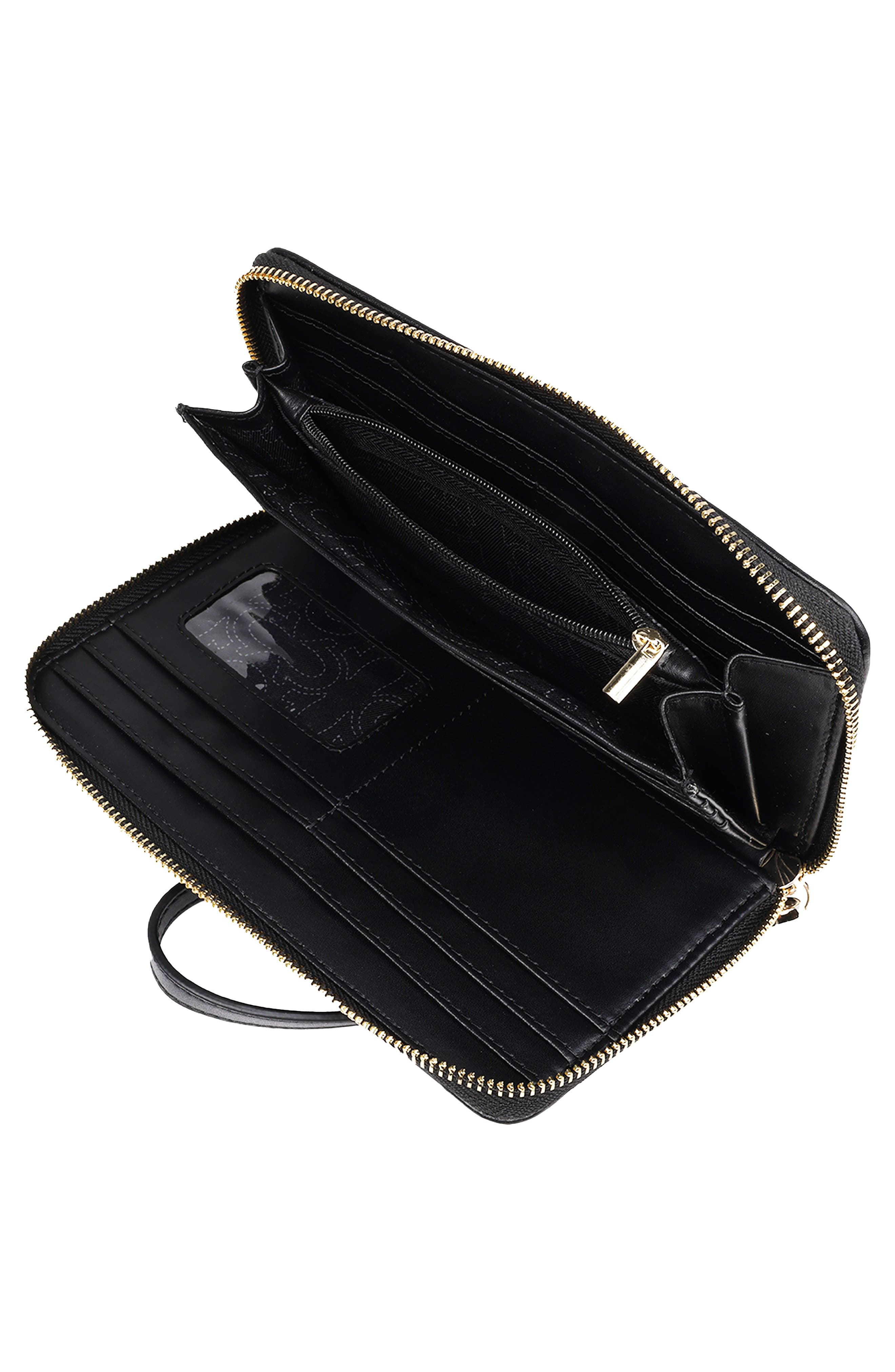 True Religion East/West Logo Wristlet, Alternate, color, Black