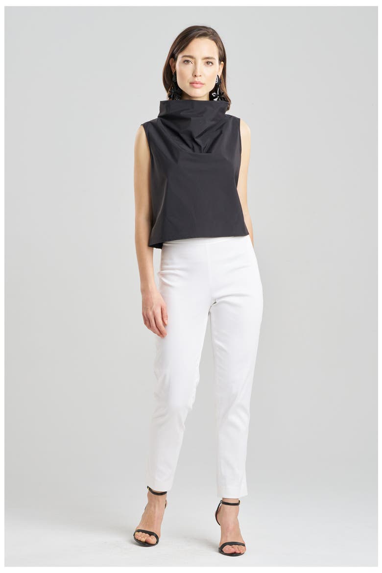 Techno Poplin Crop Funnel Top, Main, color, BLACK