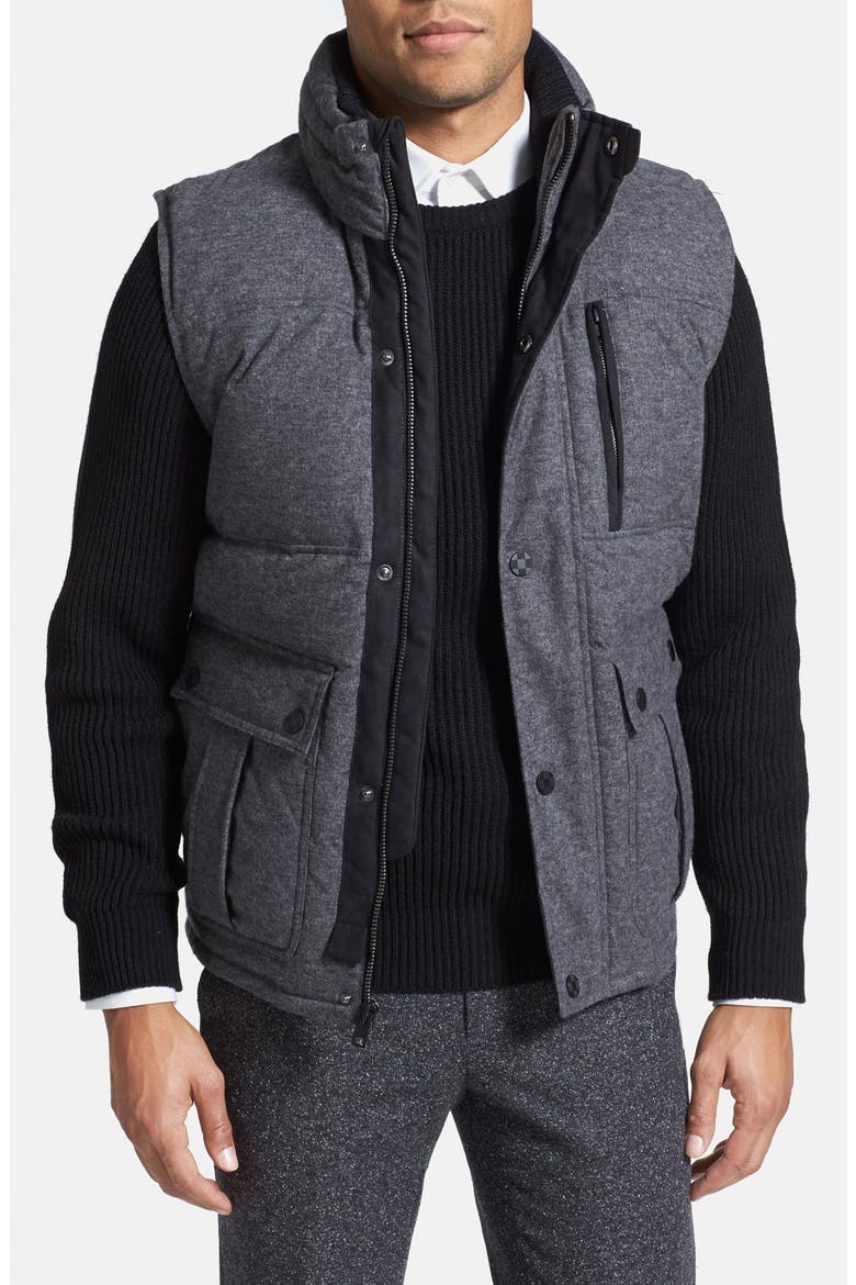 Down Flannel Vest, Main, color, GREY
