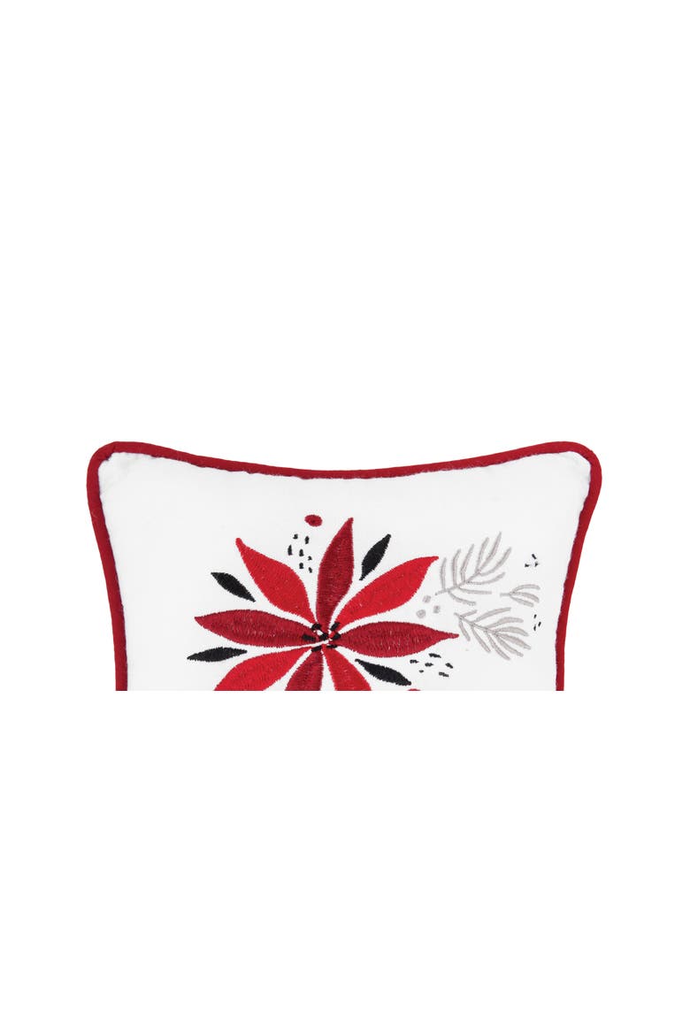Christmas Poinsettia & Mistletoe Cotton Blend Mini Accent Pillow 8" x 8", Alternate, color, White