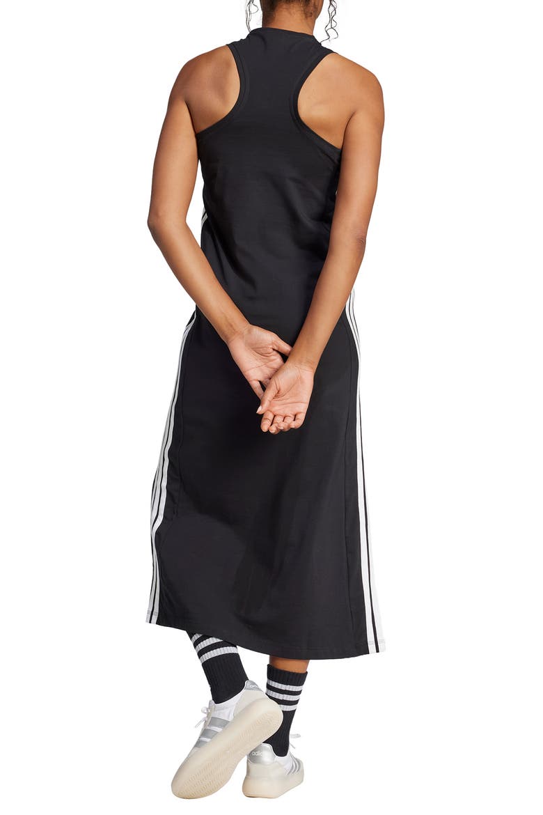 Essentials 3-Stripes Racerback Midi Dress, Alternate, color, BLACK/ WHITE