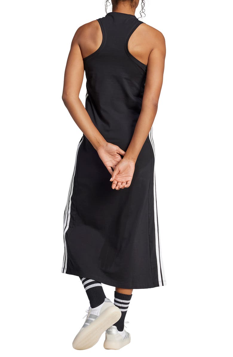 adidas Essentials 3-Stripes Racerback Midi Dress, Alternate, color, Black/ White