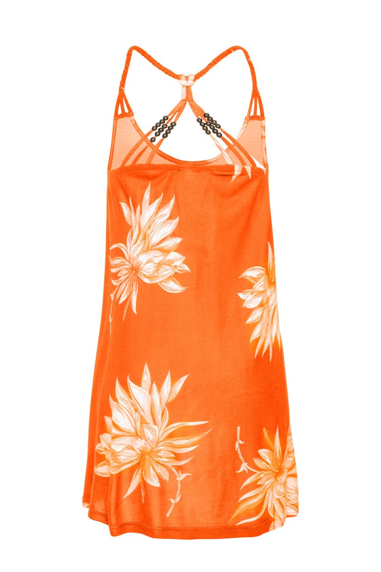 Beaded Strap Print Dress, Alternate, color, Orange Multi