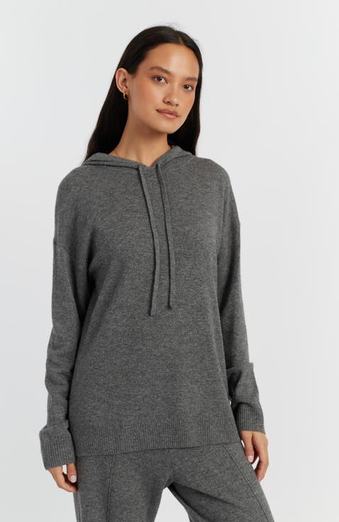 Wool Cashmere Blend Relaxed Hoodie Sweater