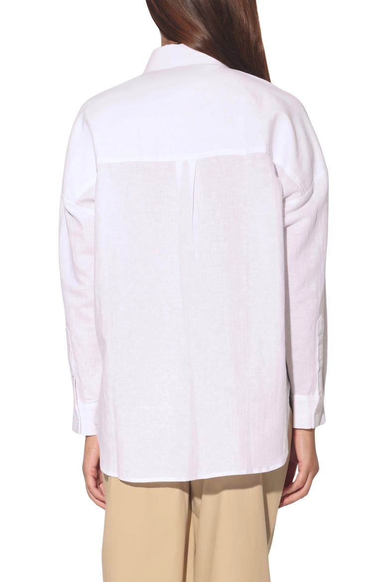 Samira Cotton & Linen Button-Up Shirt, Alternate, color, WHITE
