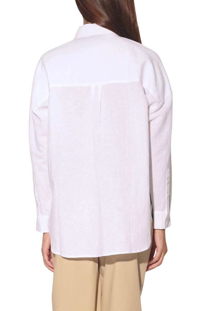 Walter Baker Samira Cotton & Linen Button-Up Shirt, Alternate, color, White